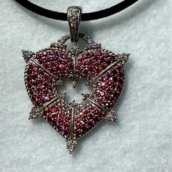 Judith Ripka Pink Diamond 925 Sterling Silver Heart Pendant Necklace NWOT - Picture 9 of 15